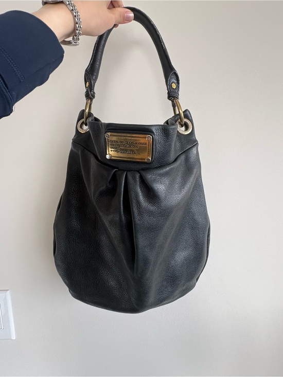 Marc Jacobs Handbags - Marc Jacobs Black Leather Hobo with Brass Logo Plaque